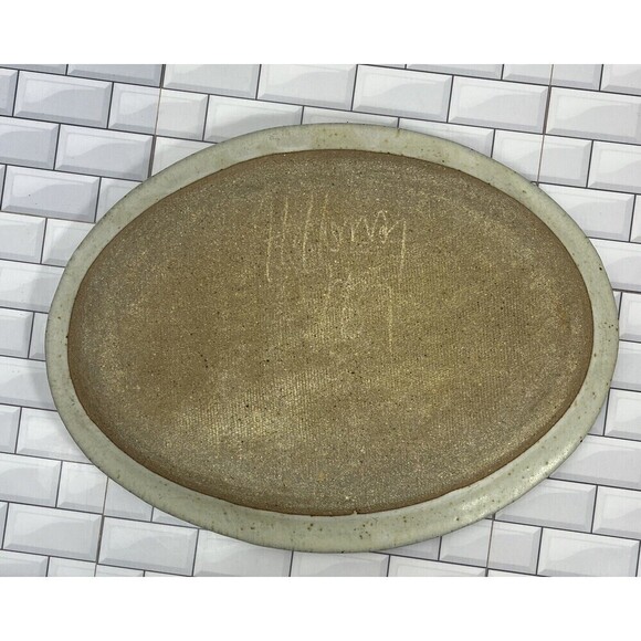 Vintage 1987 Studio Art Pottery Stoneware Tray Japanese Style Salt Glaze Signed - Picture 11 of 14